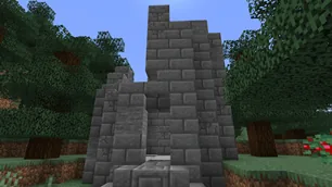Ruined walls beside a body of water