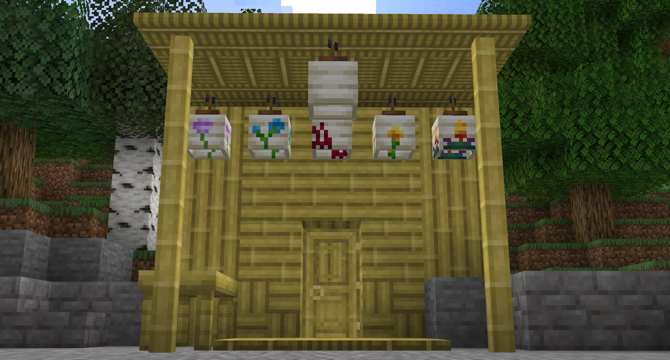 Wall built from mixed decorative blocks