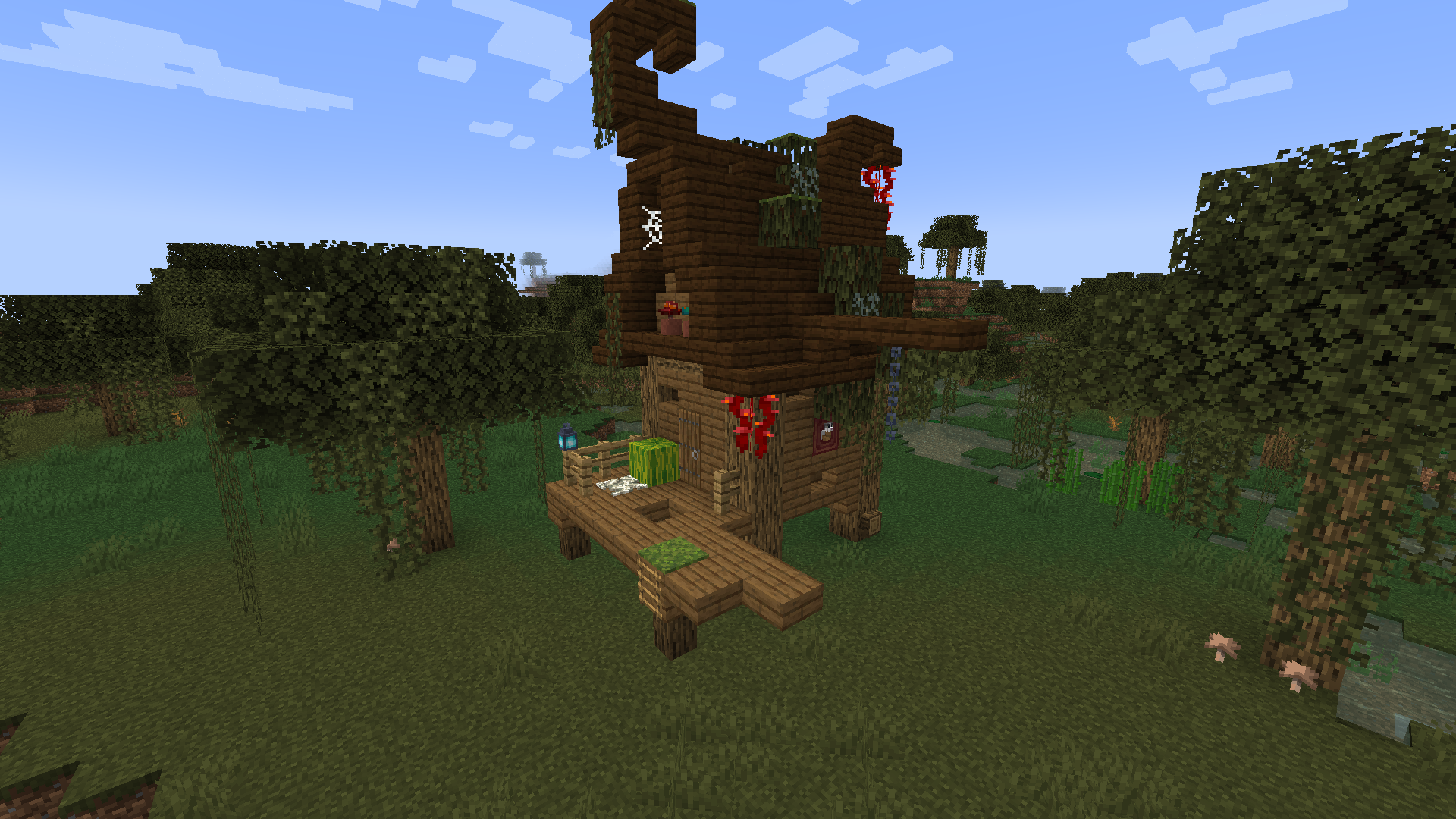 Village style structure with surrounding terrain