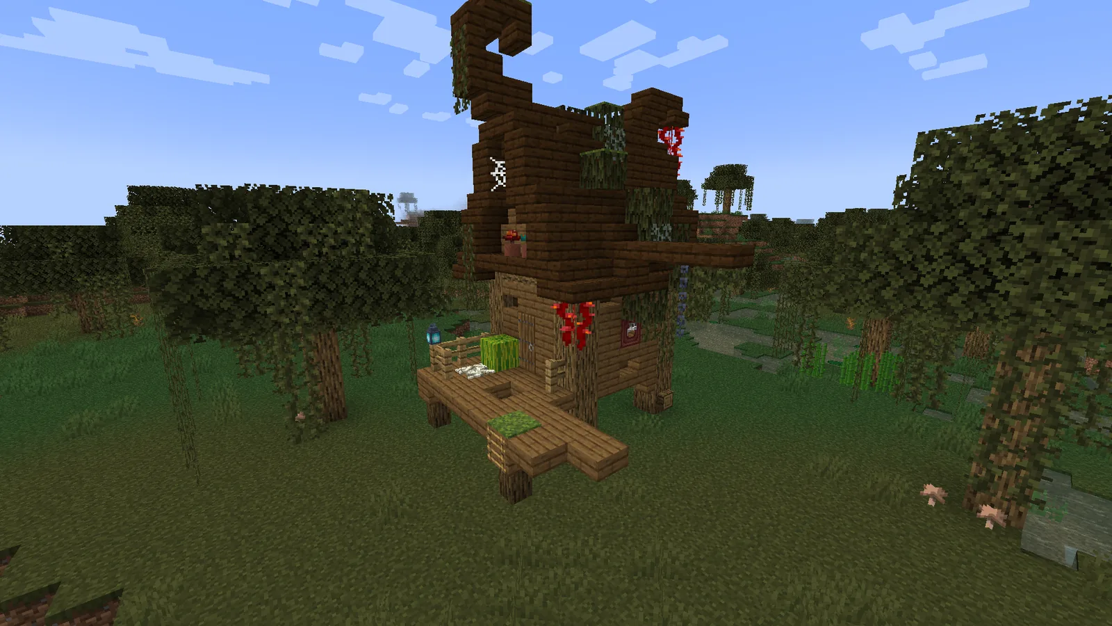 Village style structure with surrounding terrain