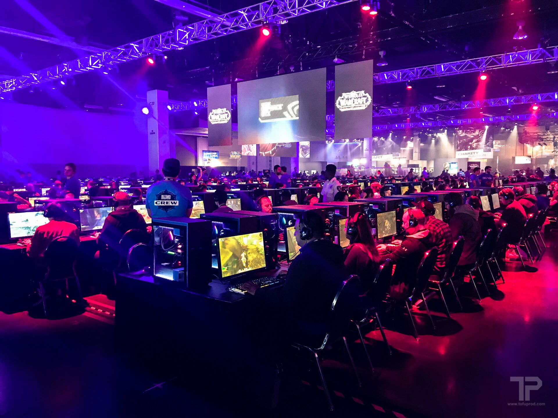 Attendees playing a Warcraft demo at BlizzCon
