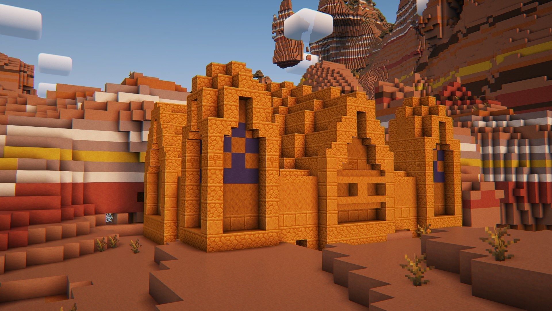 Stone pyramid structure generated in a badlands biome