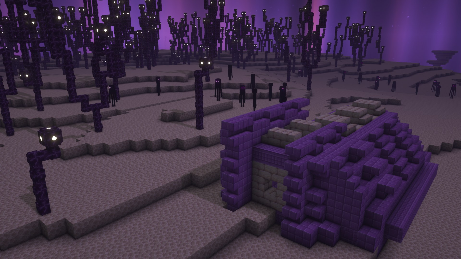 Wrecked ship structure generated on an End island