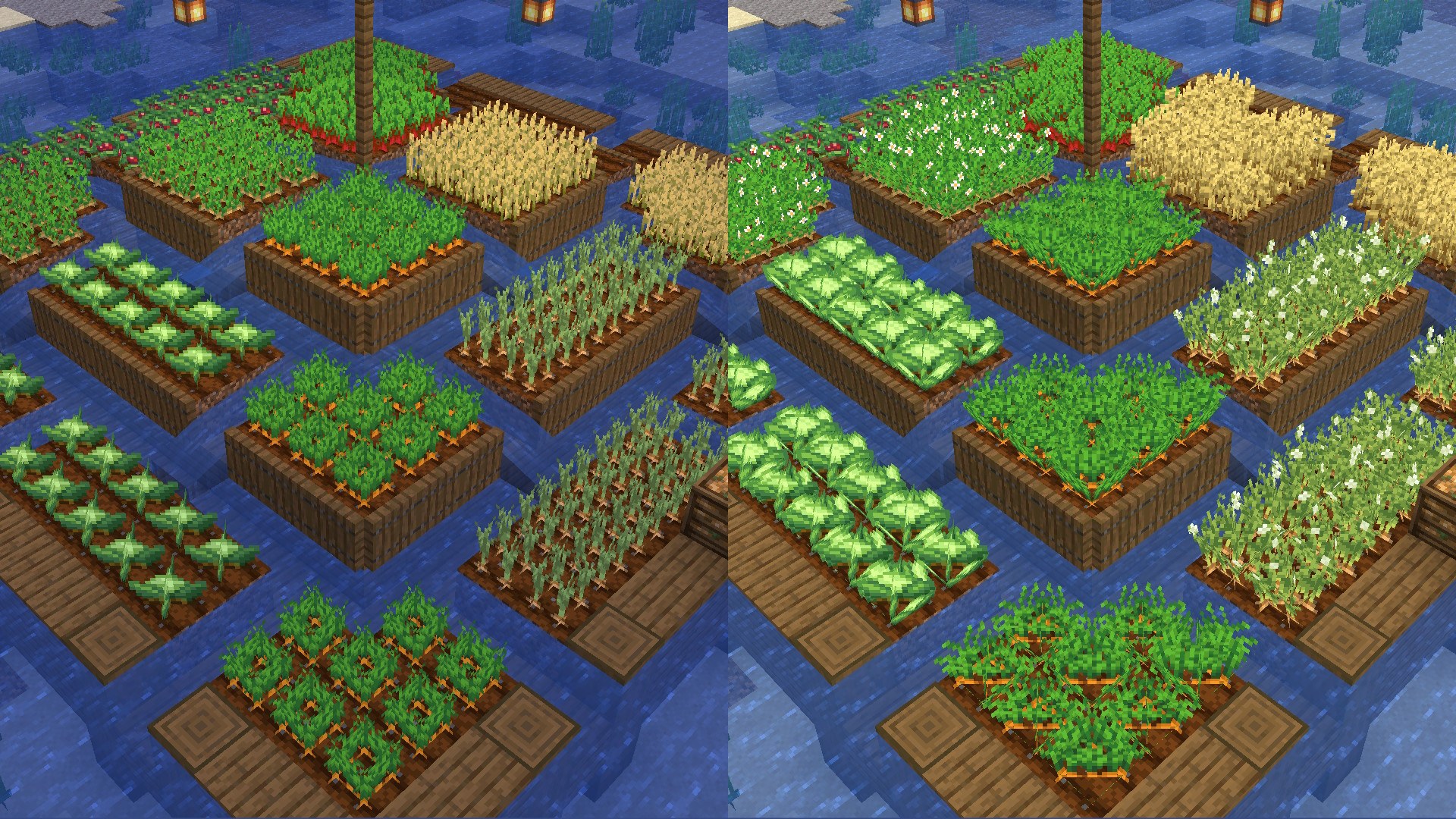 Side-by-side comparison of vanilla wheat and Fancy Crops wheat models