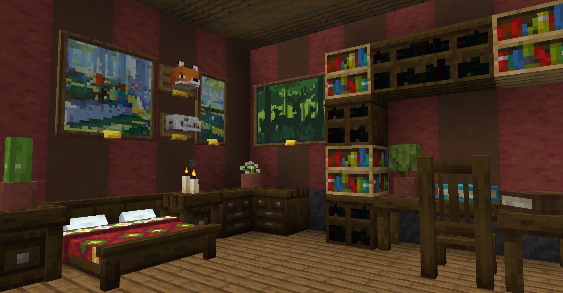 Bedroom with a four poster bed, side tables and a wardrobe