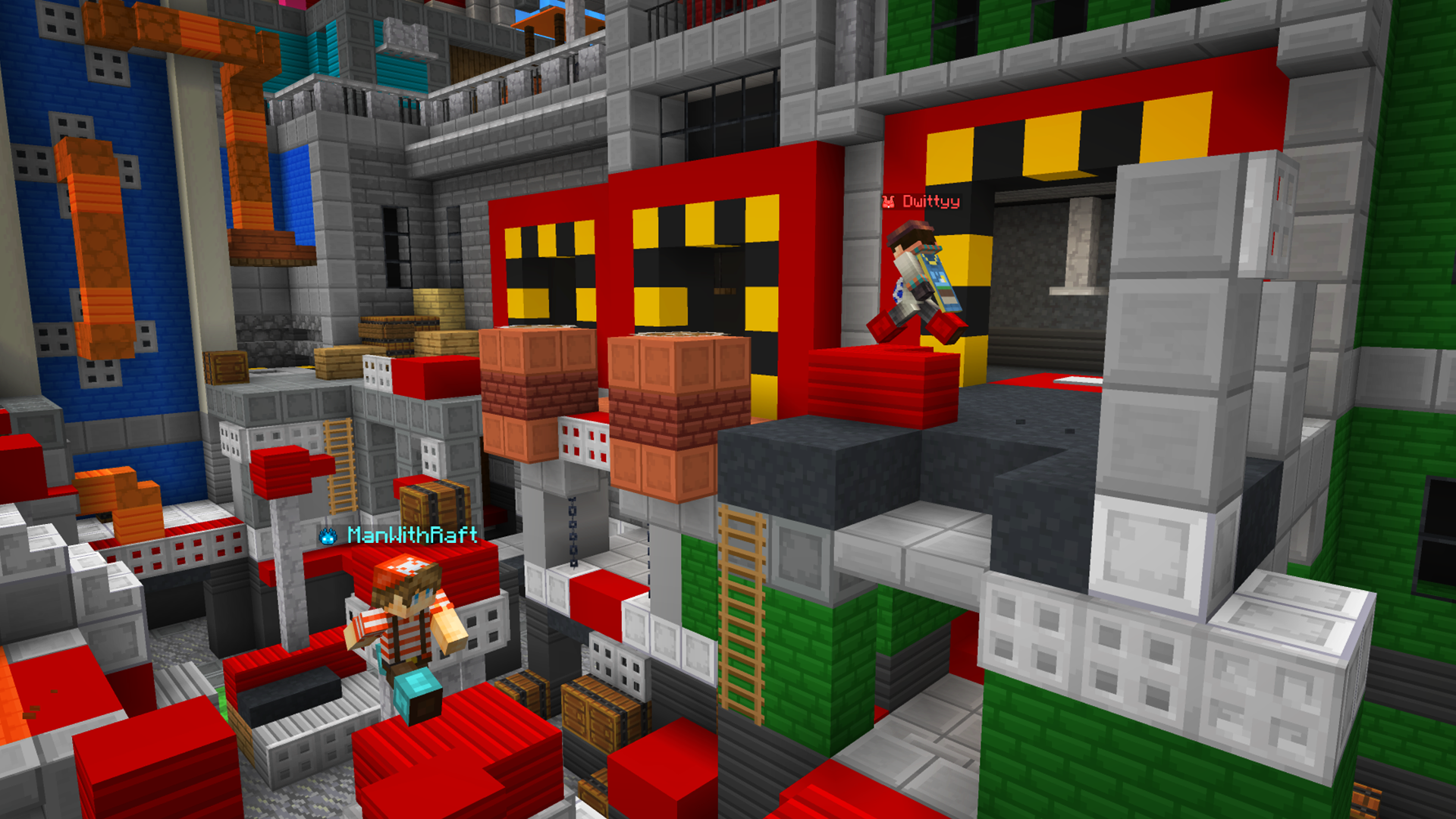 MC Championship Parkour Tag arena with a hunter chasing runners