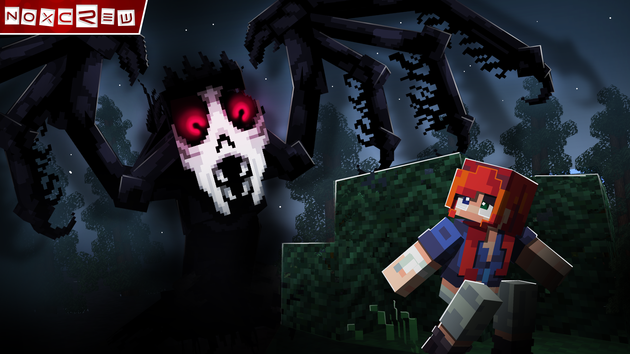 Key art for the Mothman Minecraft adventure map by Noxcrew