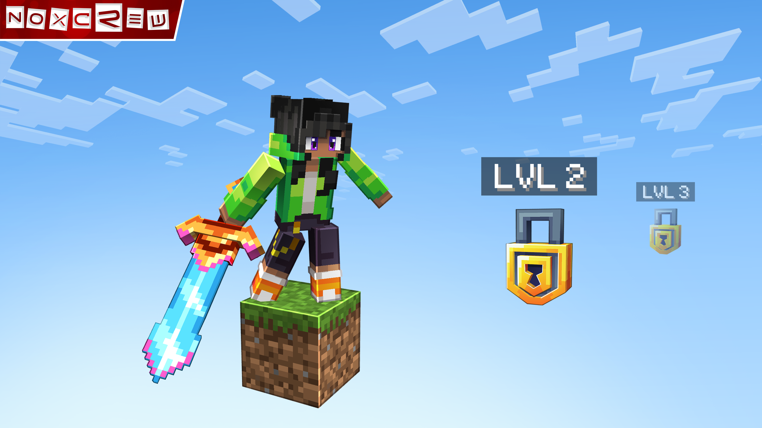 Key art for the One Block Minecraft map by Noxcrew