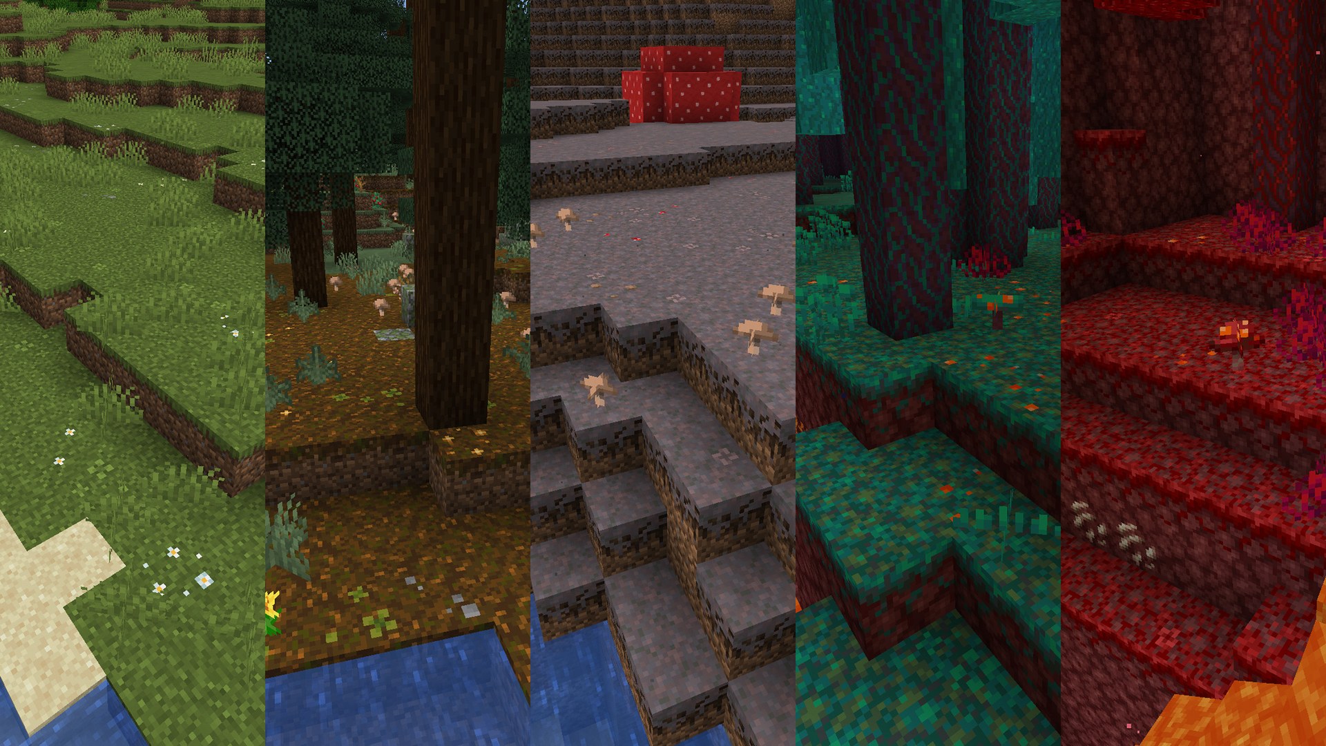 Grass, podzol and mycelium blocks with small flowers added by Simple Grass Flowers