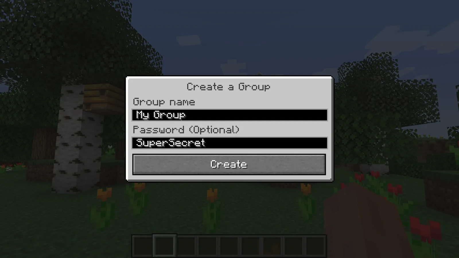 Creating a private voice group from the in-game menu
