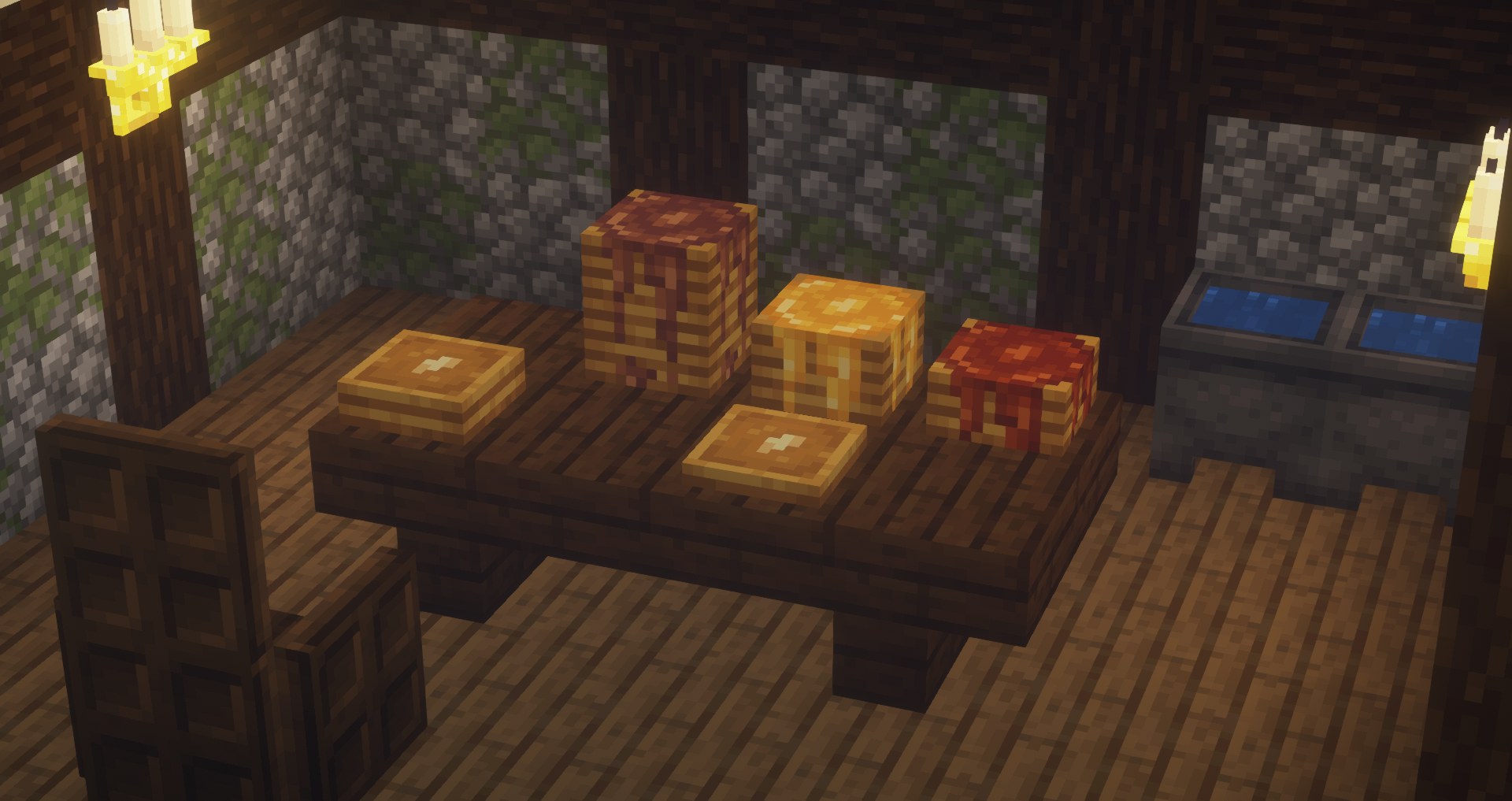 Stack of pancakes and kitchen decoration blocks from Supplementaries