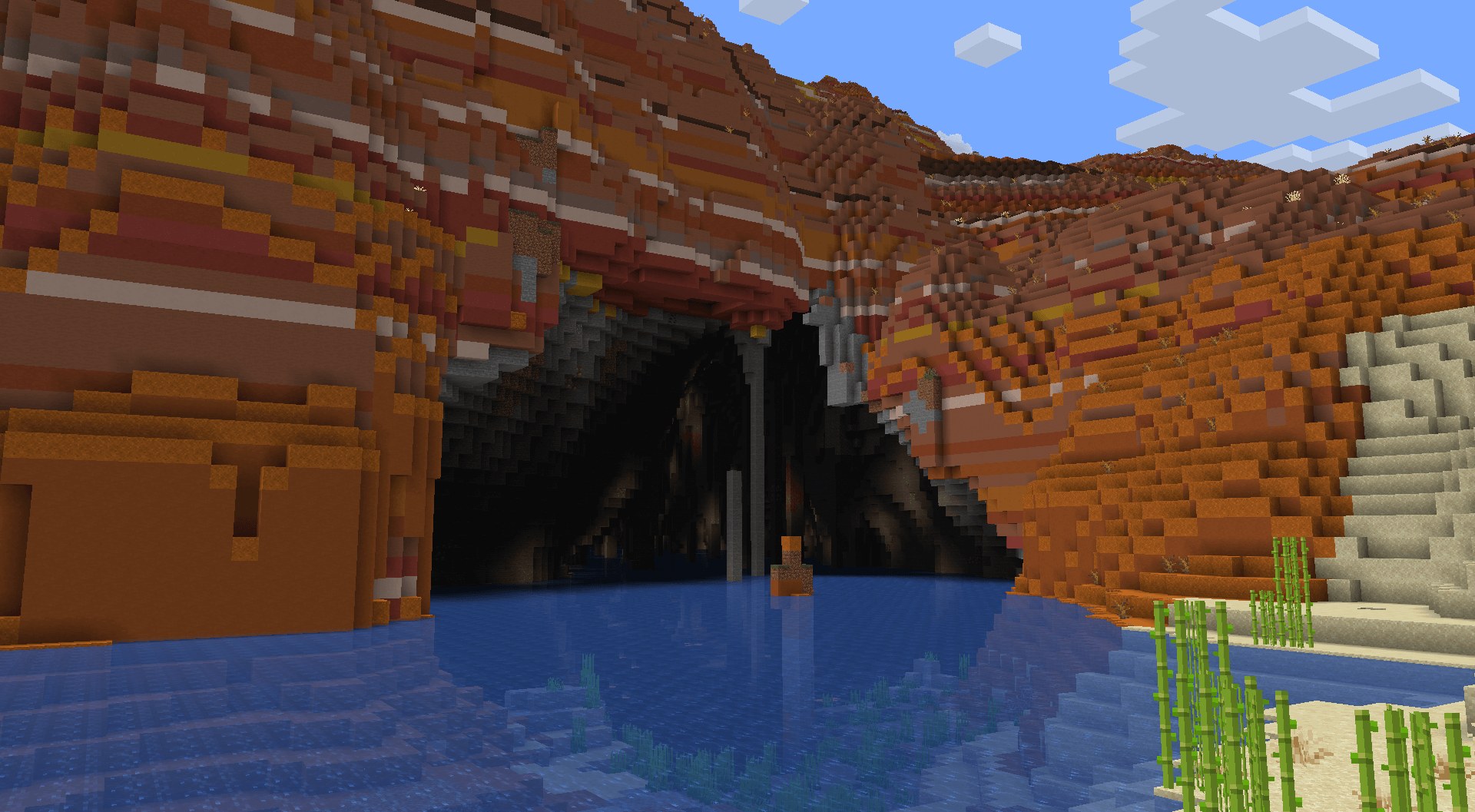 Underground river running through a large cave system