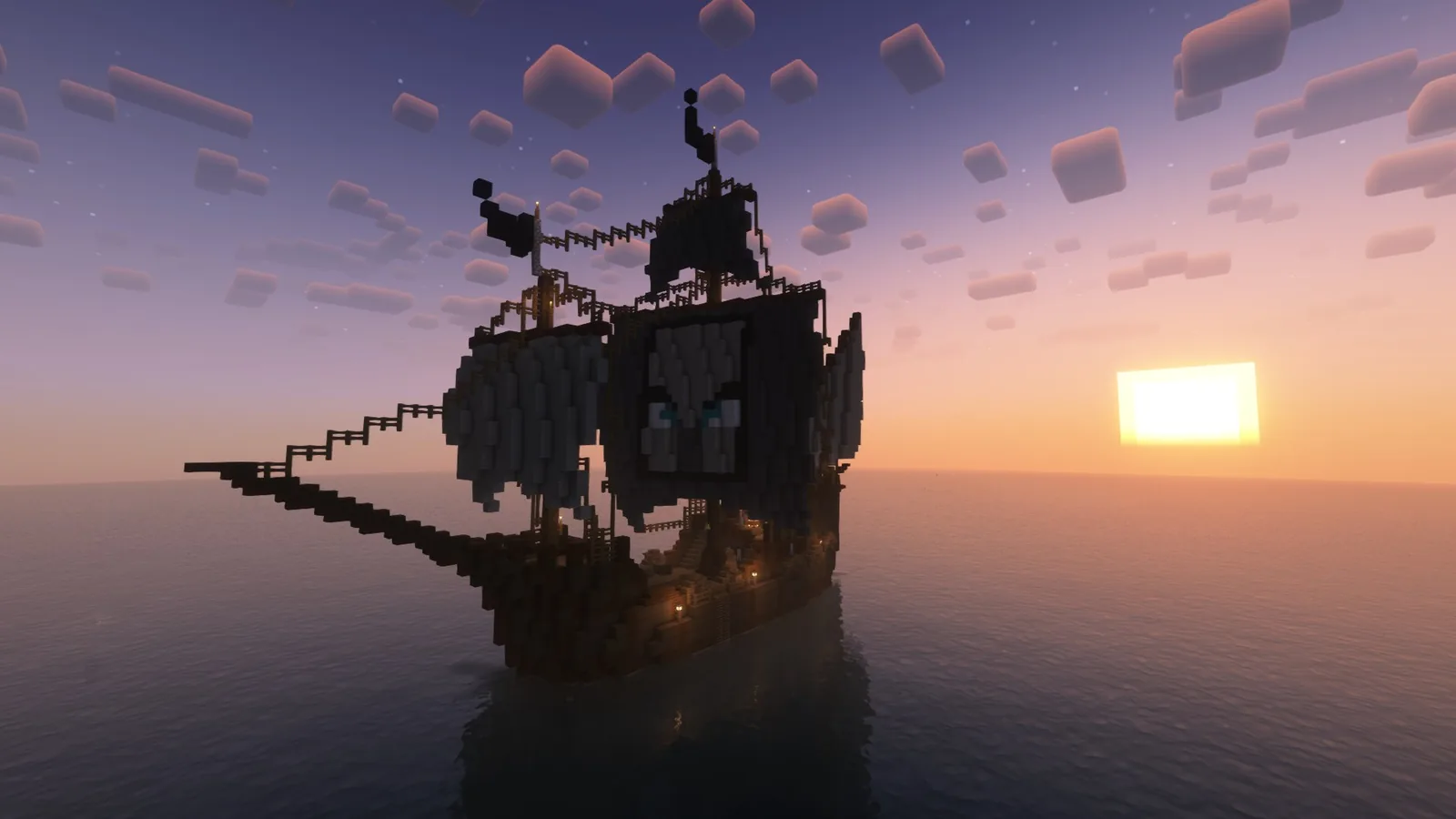 Pillager galleon anchored off a coastline