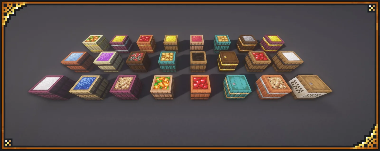 Custom barrel textures from xali's Enhanced Vanilla in a storage room