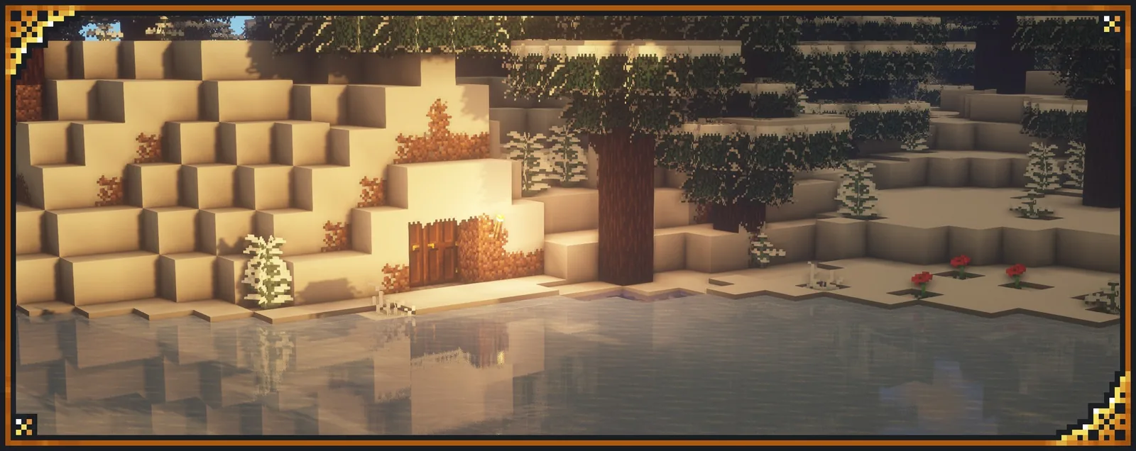 Snow overlays layered on blocks by xali's Enhanced Vanilla