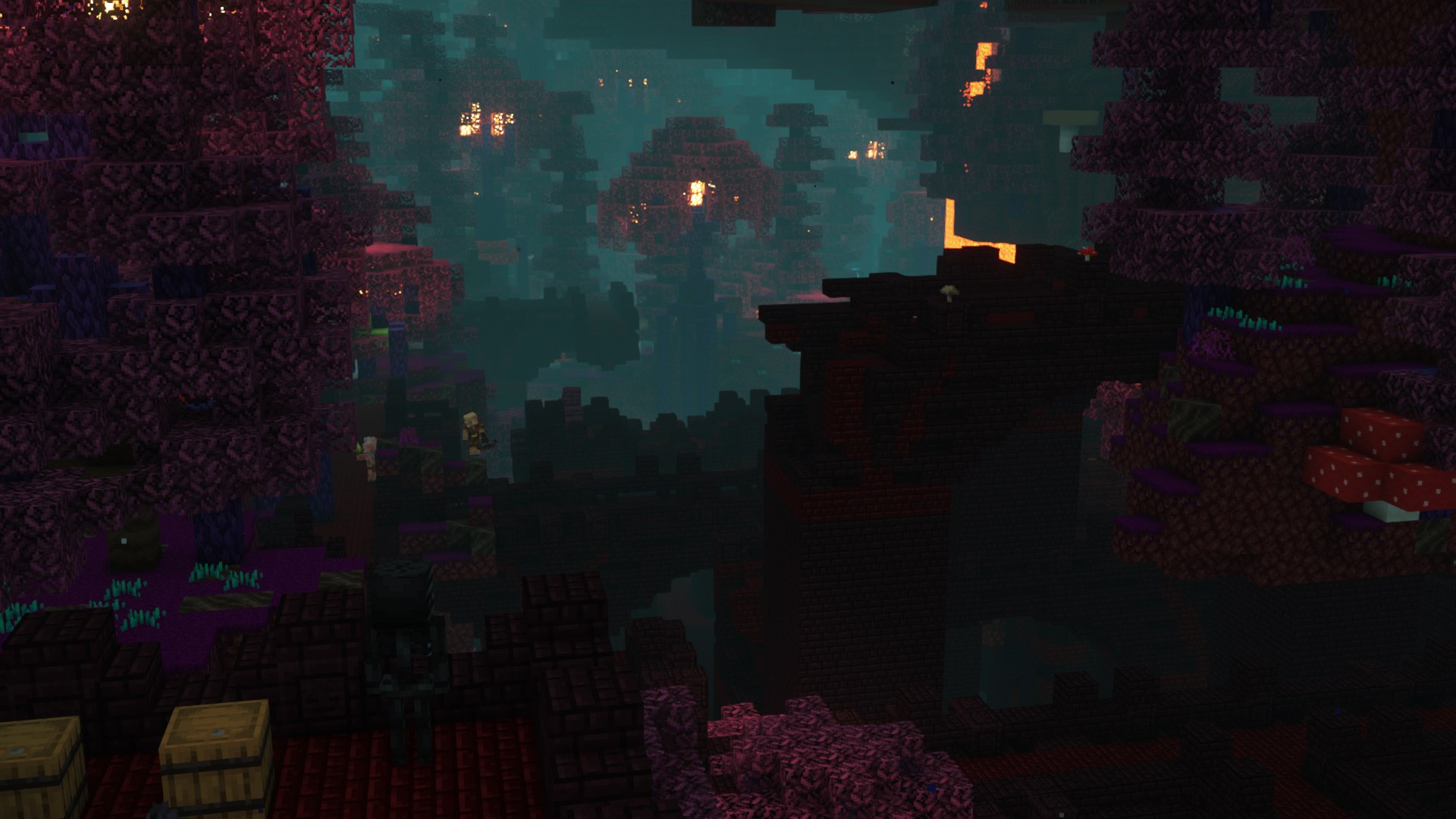 Nether fortress generating across a modded nether biome