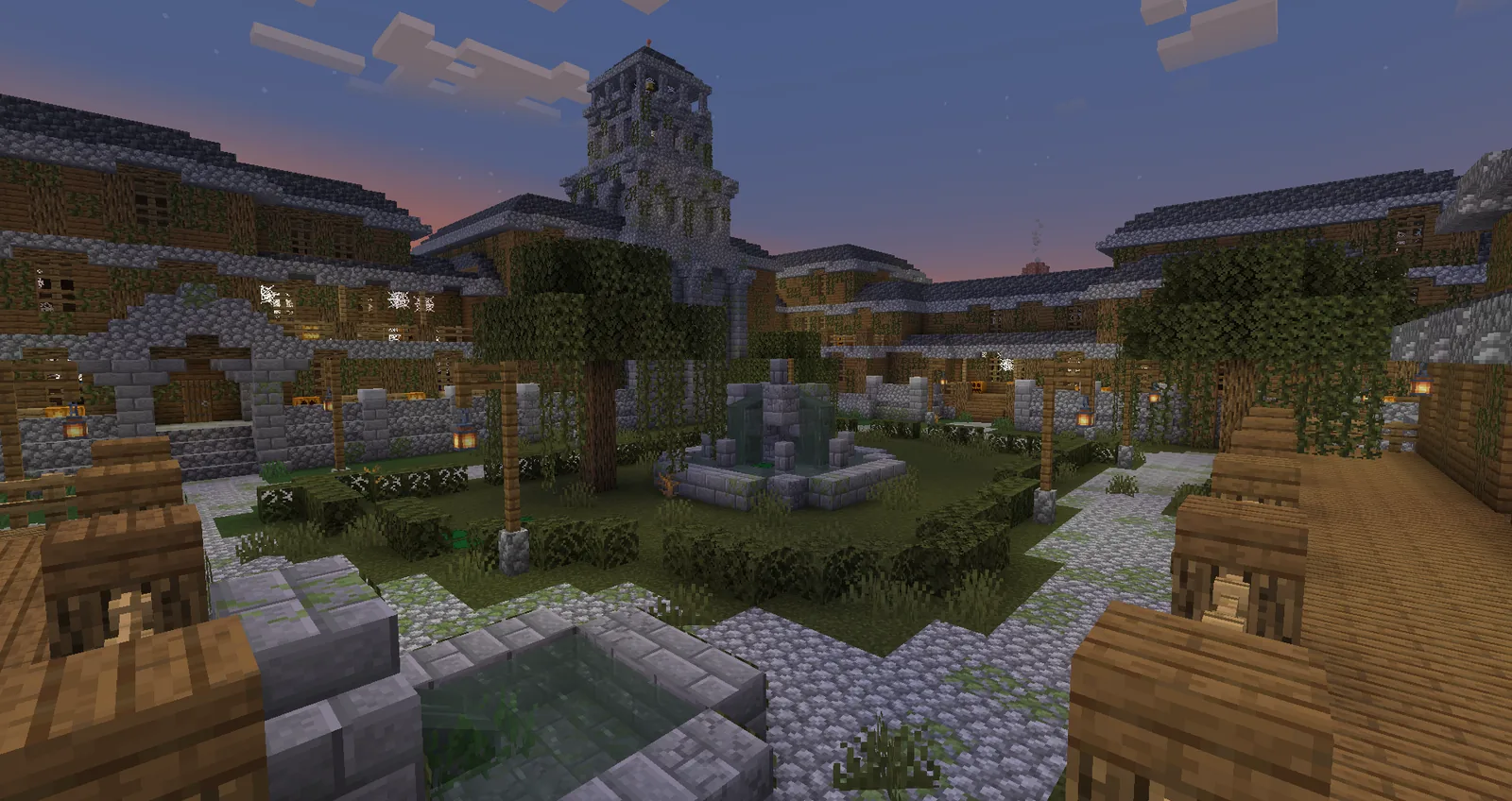Deep Minecraft corridor leading to a spawner room