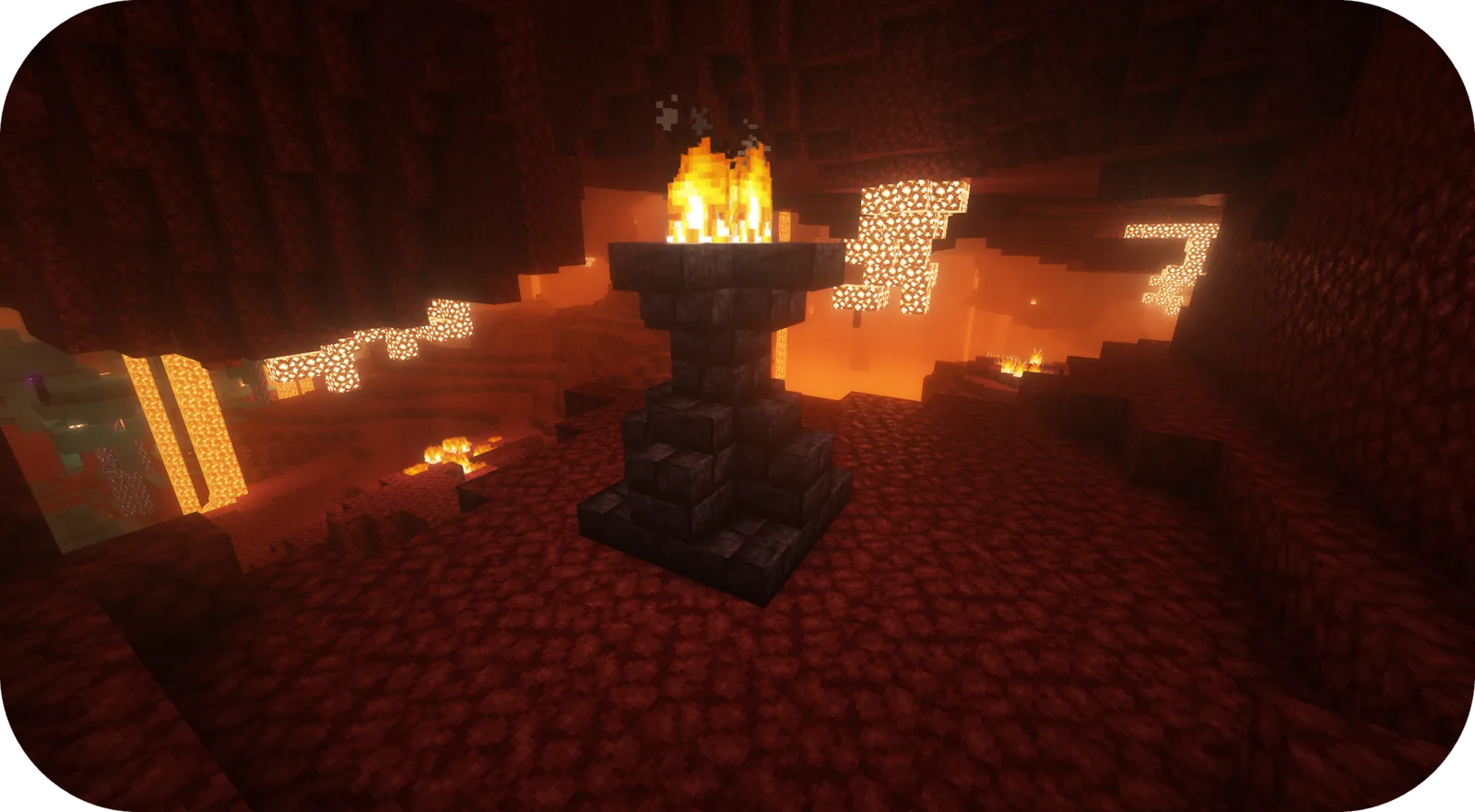 Nether fortress corridor used as a respawn point