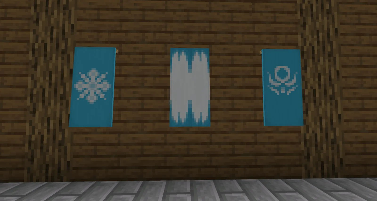 Snow-roofed Minecraft village house at night