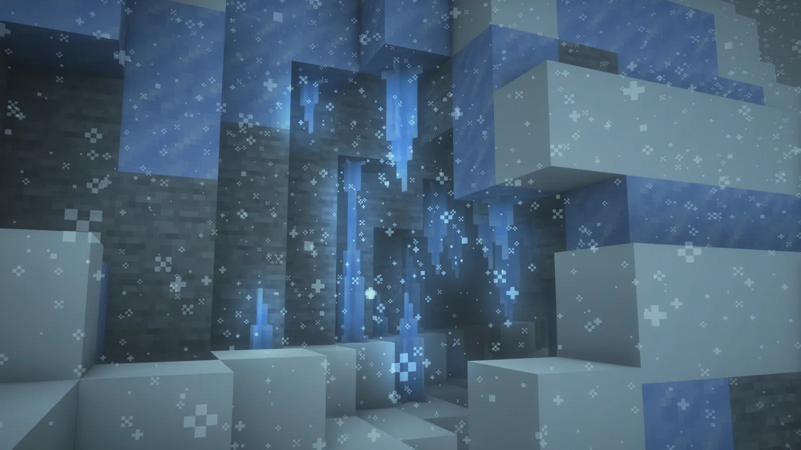 Frozen Minecraft tundra with deep snow cover