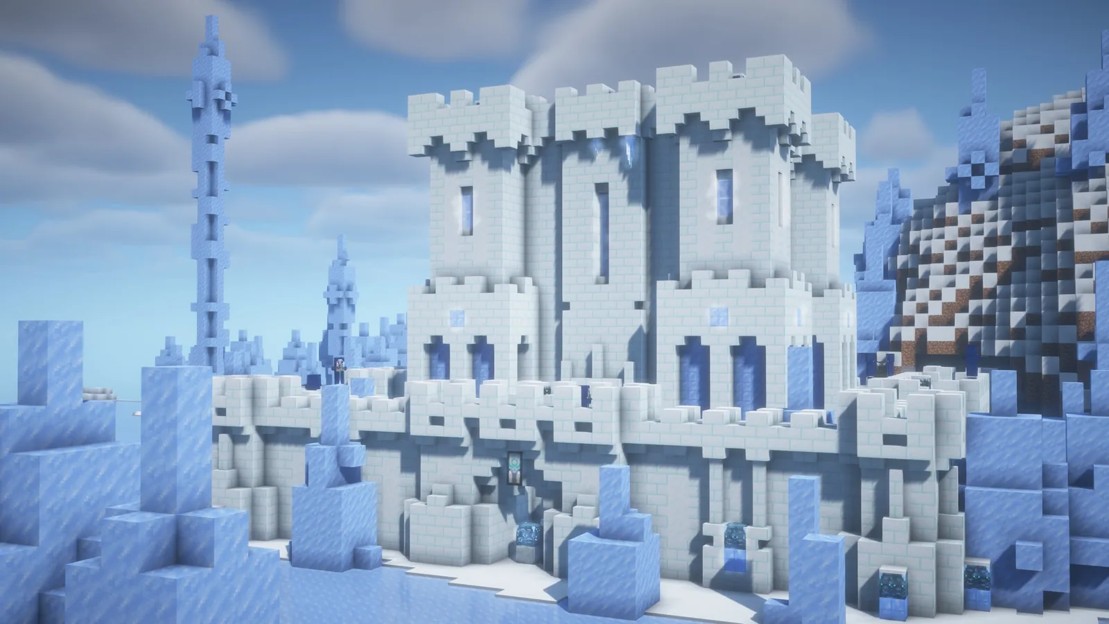 Hostile mob approaching across snow in Minecraft