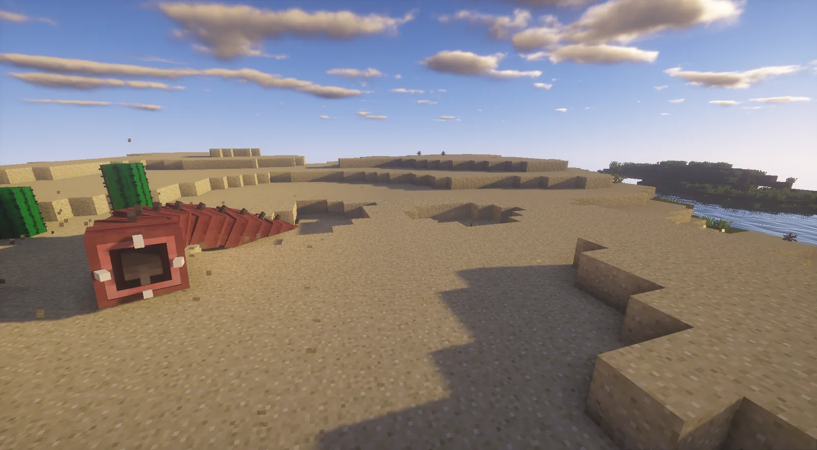 Modded Minecraft boss encounter in open terrain