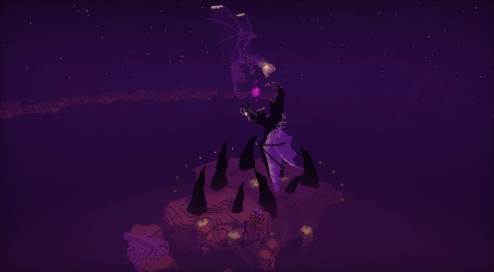 Frame time graph visible while flying over Minecraft terrain