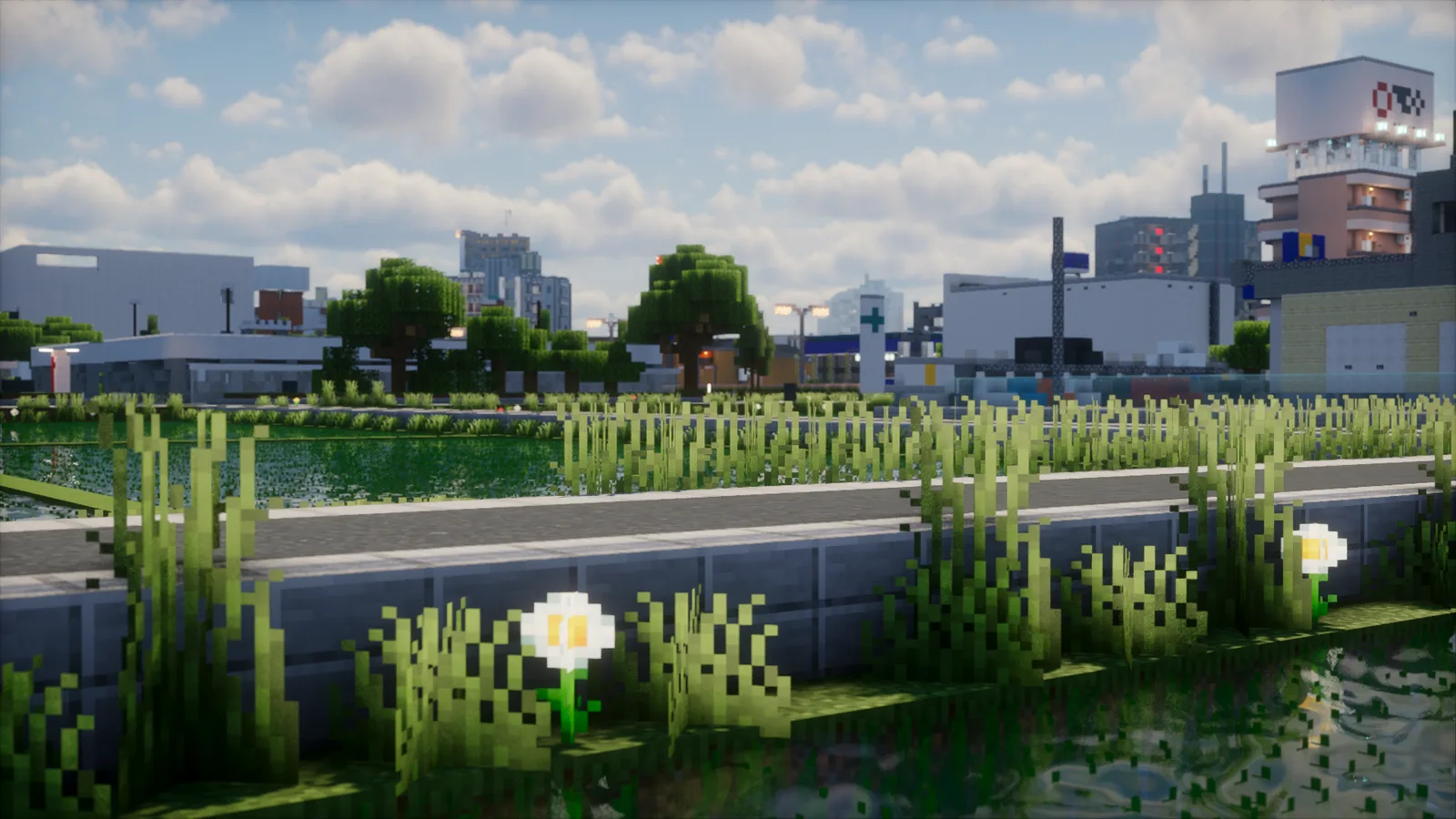 Distant Minecraft hills still rendered beyond the server view distance
