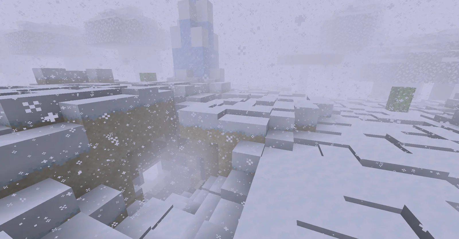 Ice spikes biome seen from a high vantage point in Minecraft