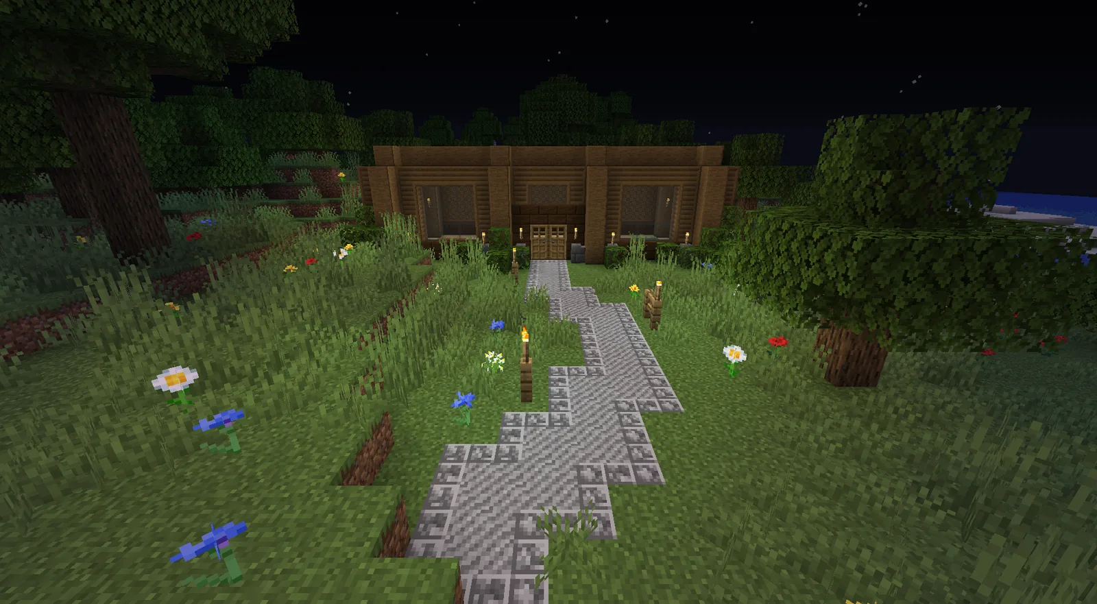 Minecraft interior built from multiple block variants