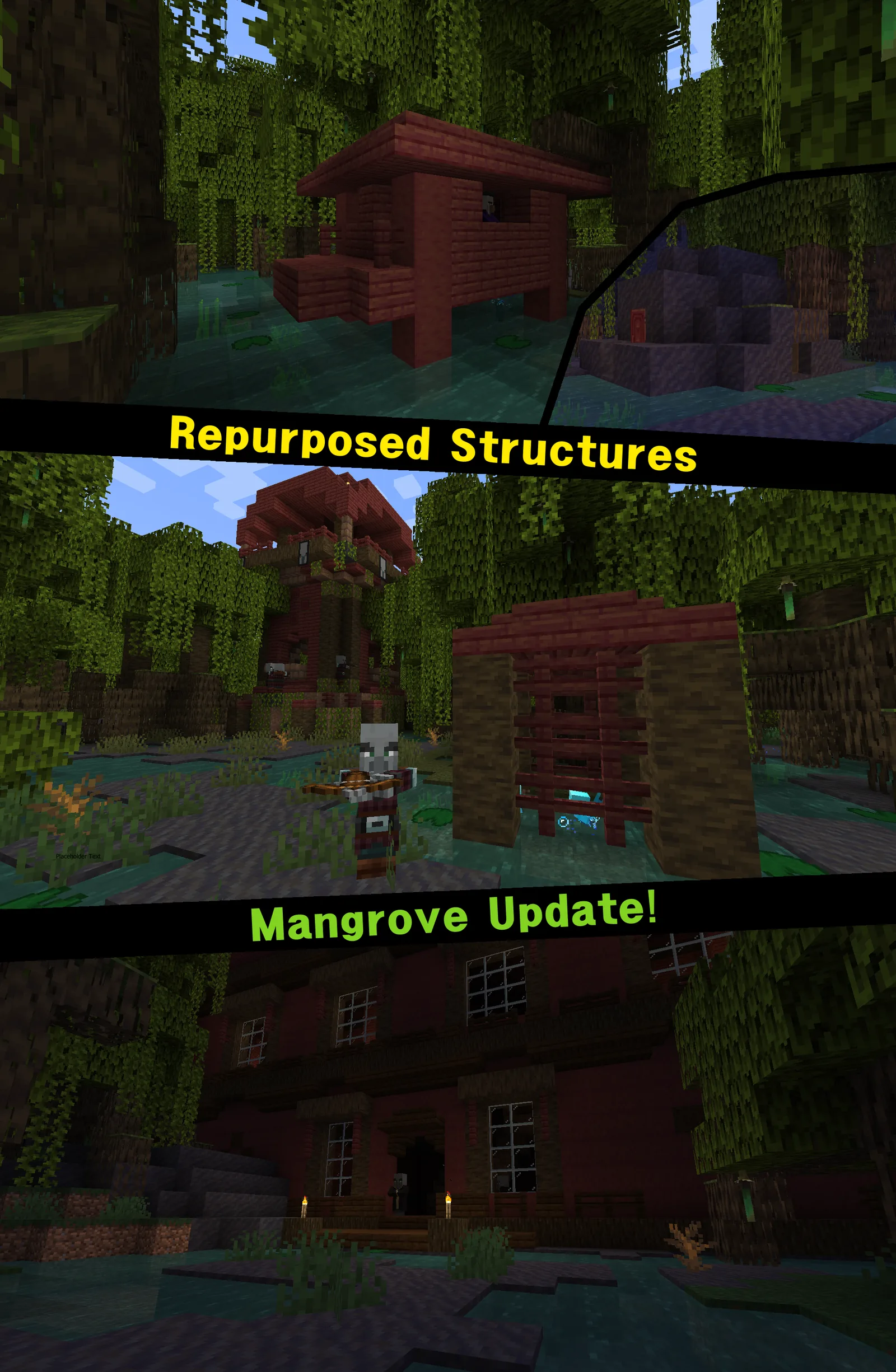Repurposed Structures building in a Minecraft forest