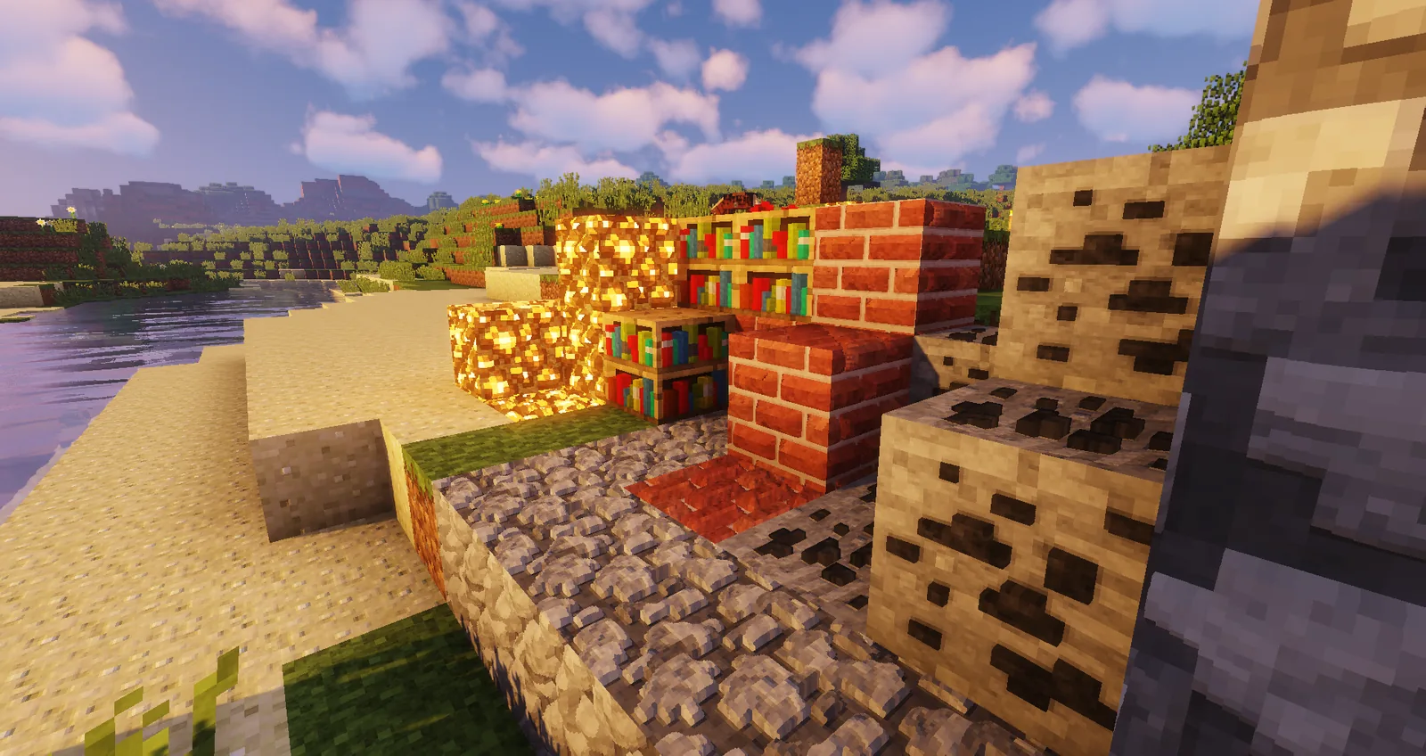 Server spawn hub with signs and portals in Minecraft