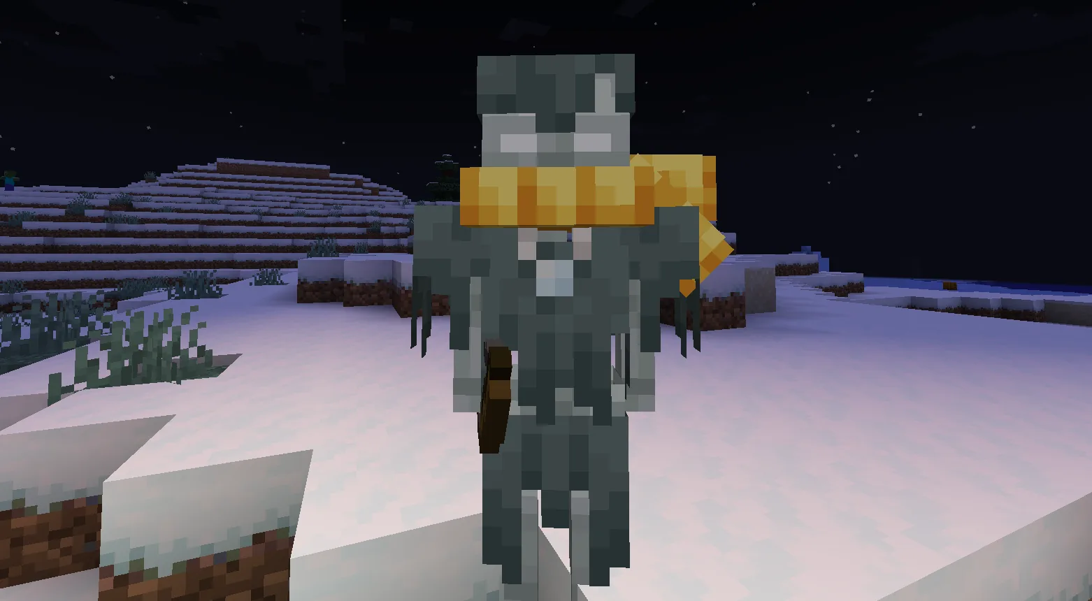 Frozen Minecraft cave floor with cracked ice