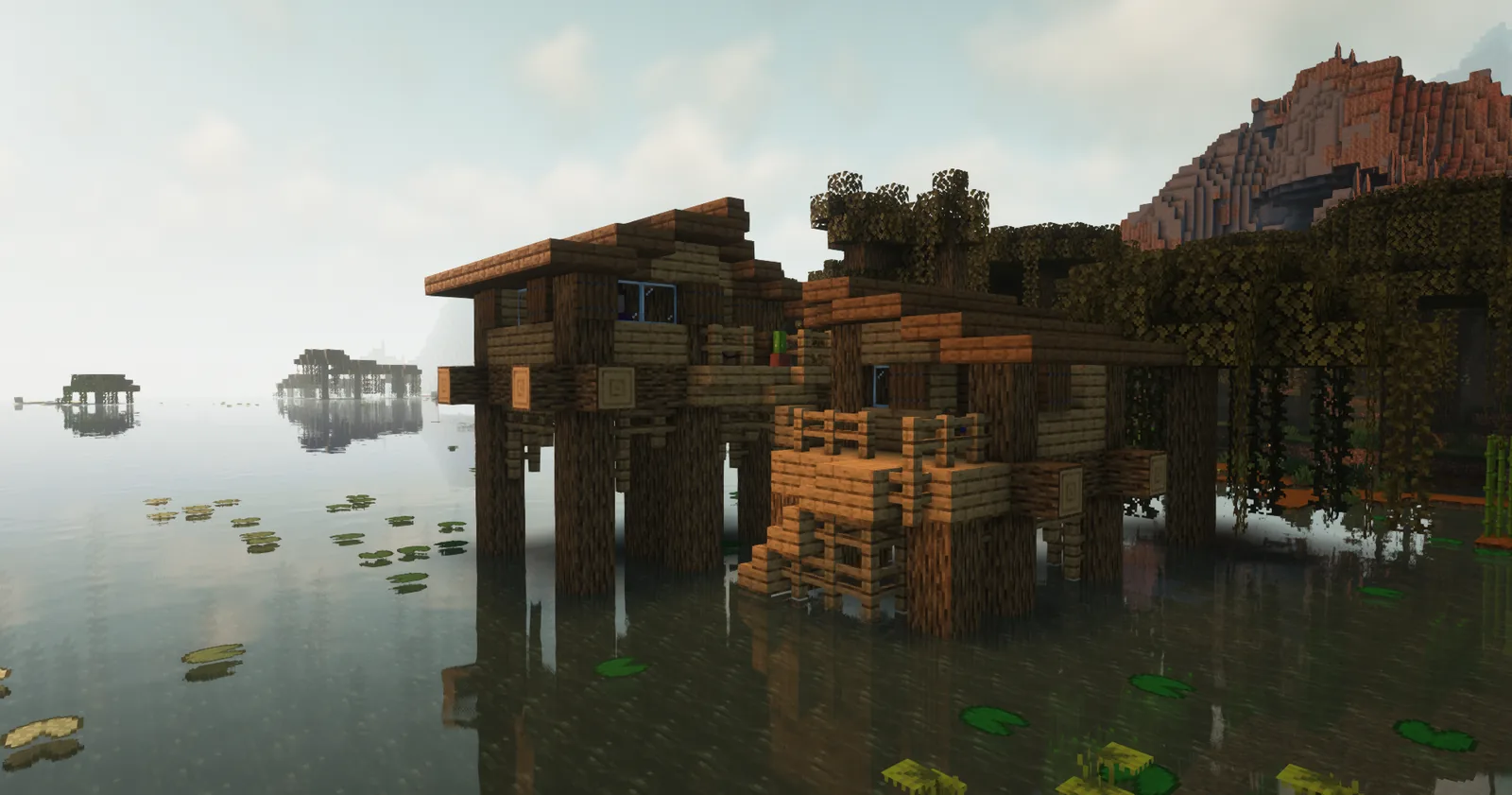 Mangrove swamp with hanging vines in Minecraft